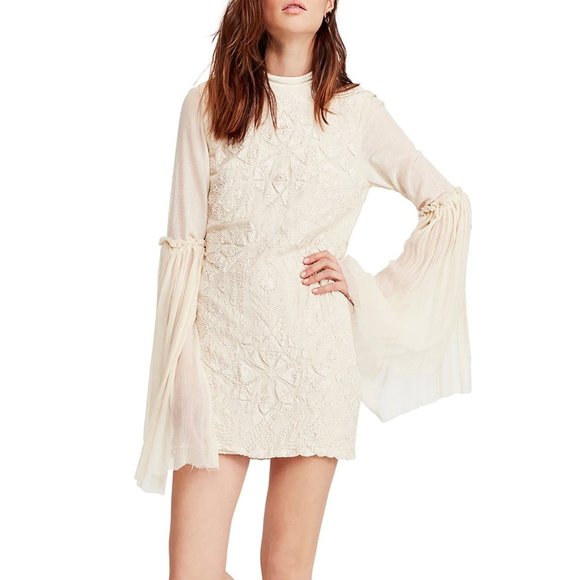 Free People Cleo Tonal Embroidered Mini Dress - Picture 1 of 4